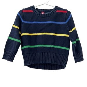 Chaps Navy Blue Multicolored Striped Sweater